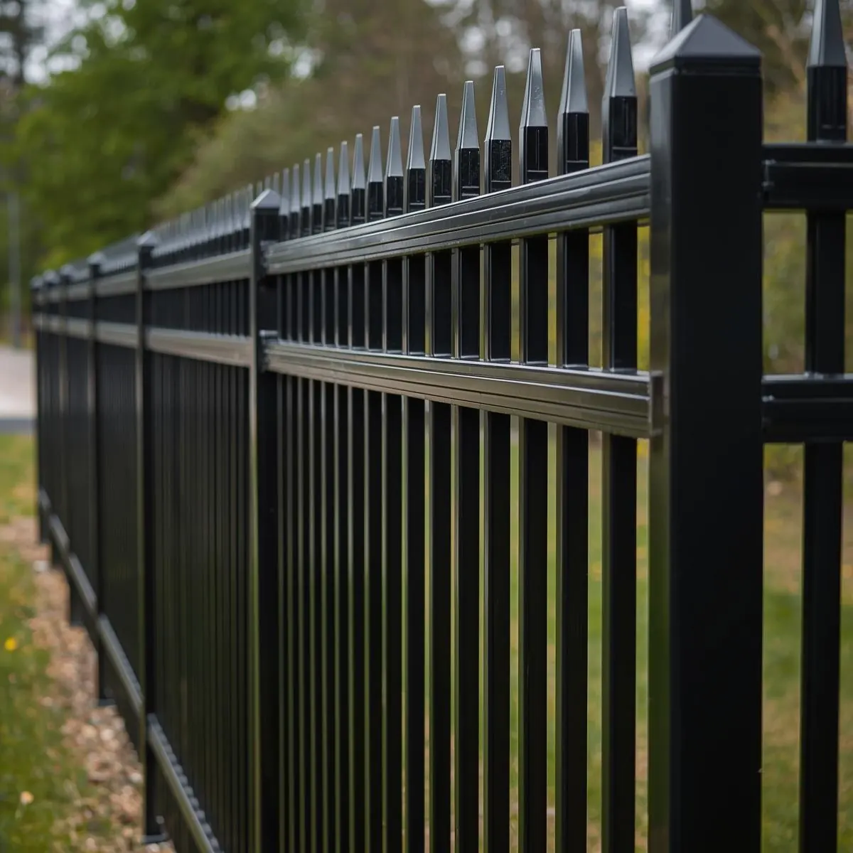 Black wrought iron spear-top fence in Manvel TX