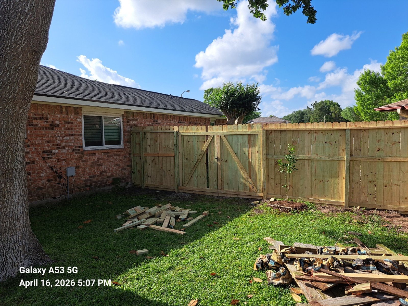 Cedar privacy fence with matching gate in Friendswood TX
