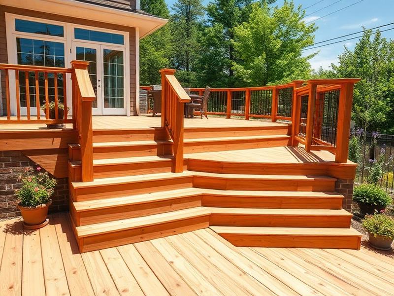 Cedar wood deck with bench seating in Alvin TX